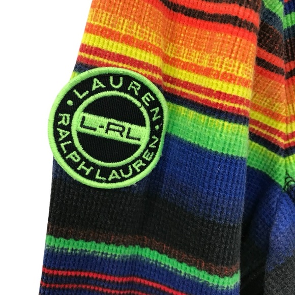 Ralph Lauren Women’s 1X Bright Multicolor Stripe 1/4 Zip Active Long Sleeve LRL - Picture 4 of 7